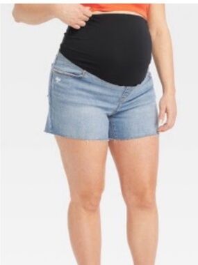 Isabel Maternity by Ingrid & Isabel Light Blue Denim Shorts